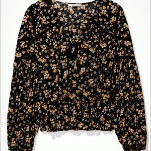 COPY - American Eagle Lace inset tassel Blouse